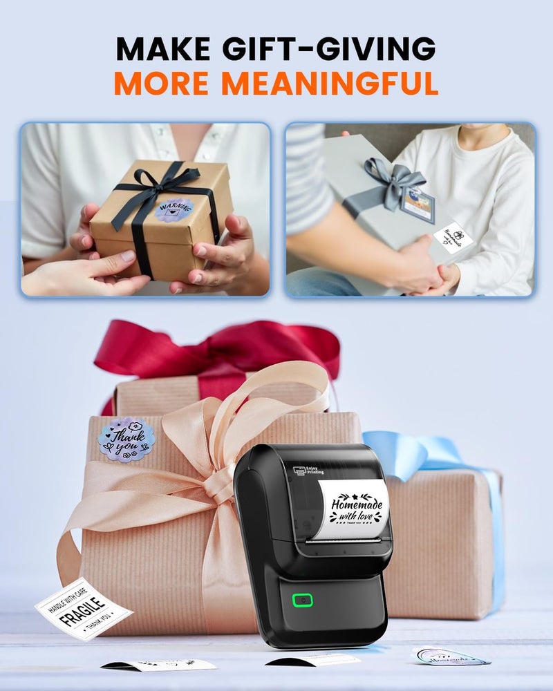 Ponek Label Maker with 3 Tapes, M100 Address Barcode Label Printer, Versatile App with 4000 Icons and 300 Templates, Bluetooth Thermal Label Maker for Small Business, Office, Home, School, Black - Image 5